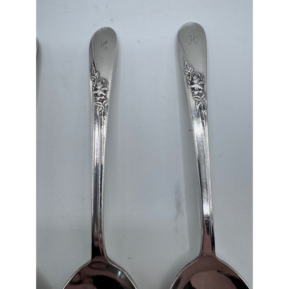 Vintage Rogers‎ Silverplate Flatware Mixed Lot Monogram H Floral Pattern 8 Pc - Picture 10 of 10